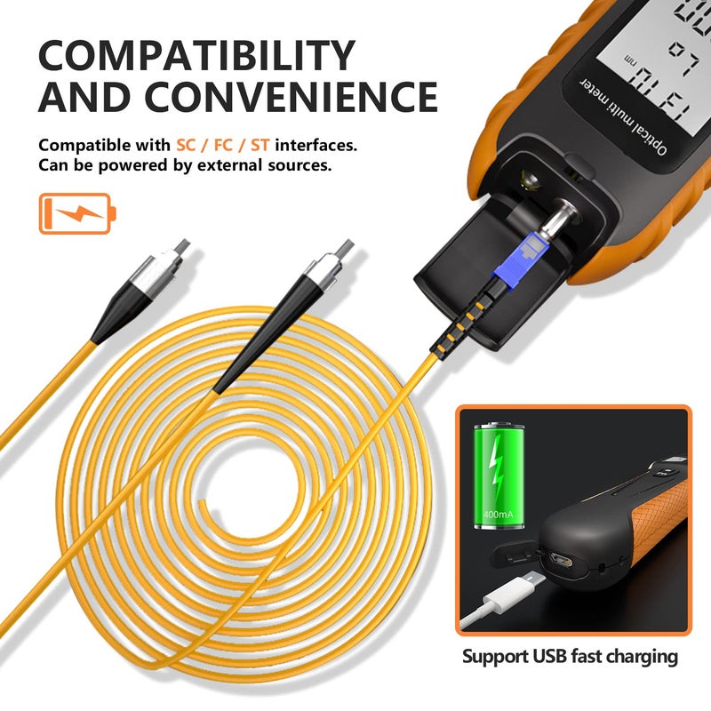 YGGYM Mini Optic Fiber Cable Tester with 400mAh Lithium Battery, Optical Fiber Power Meter for FC/SC/ST Universal Connector - Image 5